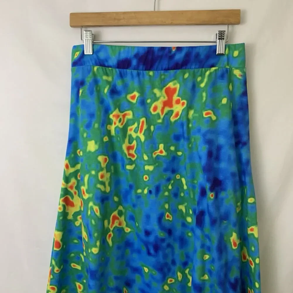 Svaha A-Line Tie Dye Heat Map Abstract Print Pull On Maxi Skirt Size M Pockets